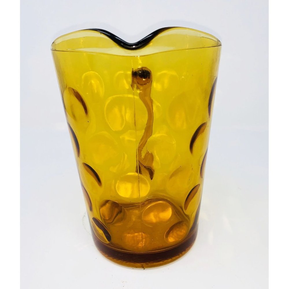 HAZEL-ATLAS ELDORADO Dot Thumbprint Pitcher ~ Granada Gold ~ Vogue Mid Century - Picture 2 of 8